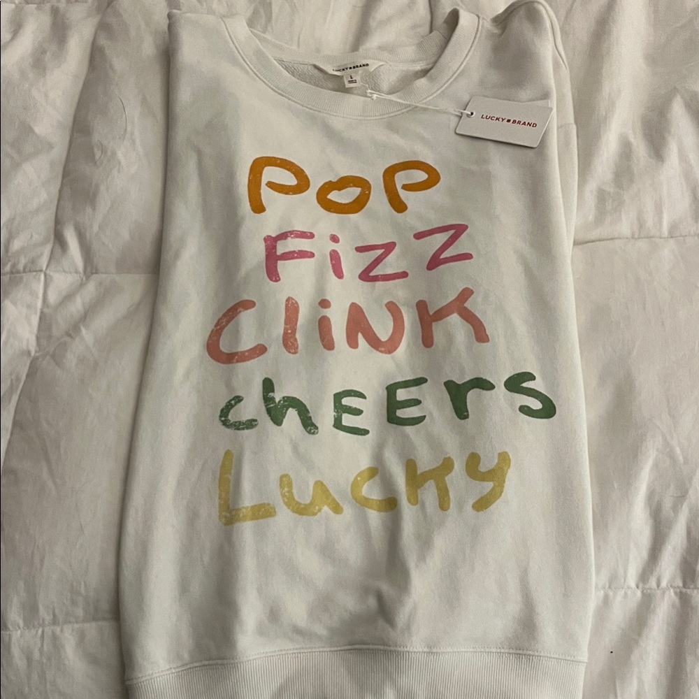 Lucky Brand Women’s Multicolor Graphic Sweatshirt NWT - Picture 2 of 8